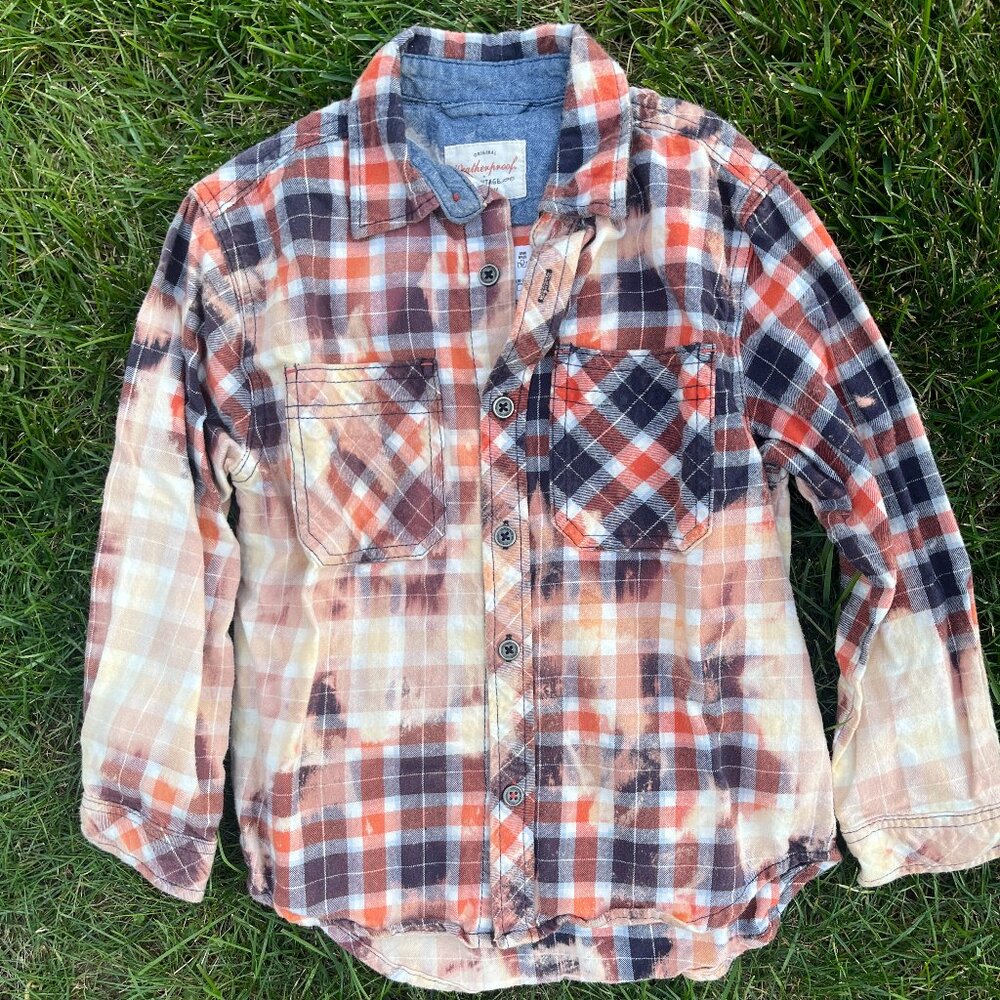 Child Small (7-8) Random Bleach Dye Flannel Shirt